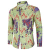 Covered Button Painting Splatter Print Shirt
