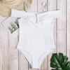 Sexy Flat-shoulder Coverall Bikini Sleeveless Solid Color Padded Beachwear Women Swimsuit