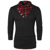 Checked Panel Button Shawl Collar T-shirt