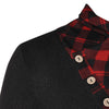 Checked Panel Button Shawl Collar T-shirt
