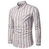 Striped Pattern Chest Pocket Casual Long Sleeve Shirt