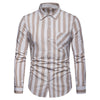 Striped Pattern Chest Pocket Casual Long Sleeve Shirt