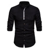Contrast Placket Roll Up Long Sleeve Shirt