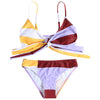 Sexy Strappy Sleeveless Color Blocking Padded Women Bikini Set