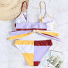 Sexy Strappy Sleeveless Color Blocking Padded Women Bikini Set