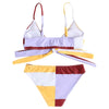 Sexy Strappy Sleeveless Color Blocking Padded Women Bikini Set