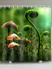Fern and Mushroom Print Waterproof Bathroom Shower Curtain