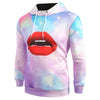 3D Tie Dye Lip Print Pullover Hoodie
