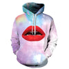 3D Tie Dye Lip Print Pullover Hoodie