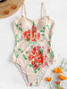 Floral Print High Waist One-piece Swimsuit