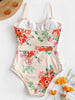 Floral Print High Waist One-piece Swimsuit