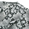 V Neck Turn-down Collar Long Sleeve Snakeskin Pattern Button Women Crop Top
