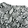 V Neck Turn-down Collar Long Sleeve Snakeskin Pattern Button Women Crop Top