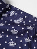Button Up Crown Print Shirt