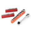 Mini 1/4" 72T Ratchet Wrench Rod with 20pcs Bits 9pcs Sockets