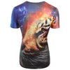3D Tiger Printed Elastic Pullover Short Sleeve T-shirt
