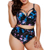 Plus Size Cut Out Galaxy Print Bikini
