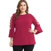 Plus Size Special Criss Cross Bell Sleeve T-shirt