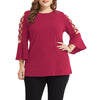 Plus Size Special Criss Cross Bell Sleeve T-shirt