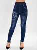 Knit Floral Print Skinny Pants