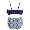 Ruffled Overlay Tribal Print Bikini Set