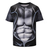 3D Faux Jacket Muscle Printed Short Sleeve T-shirt