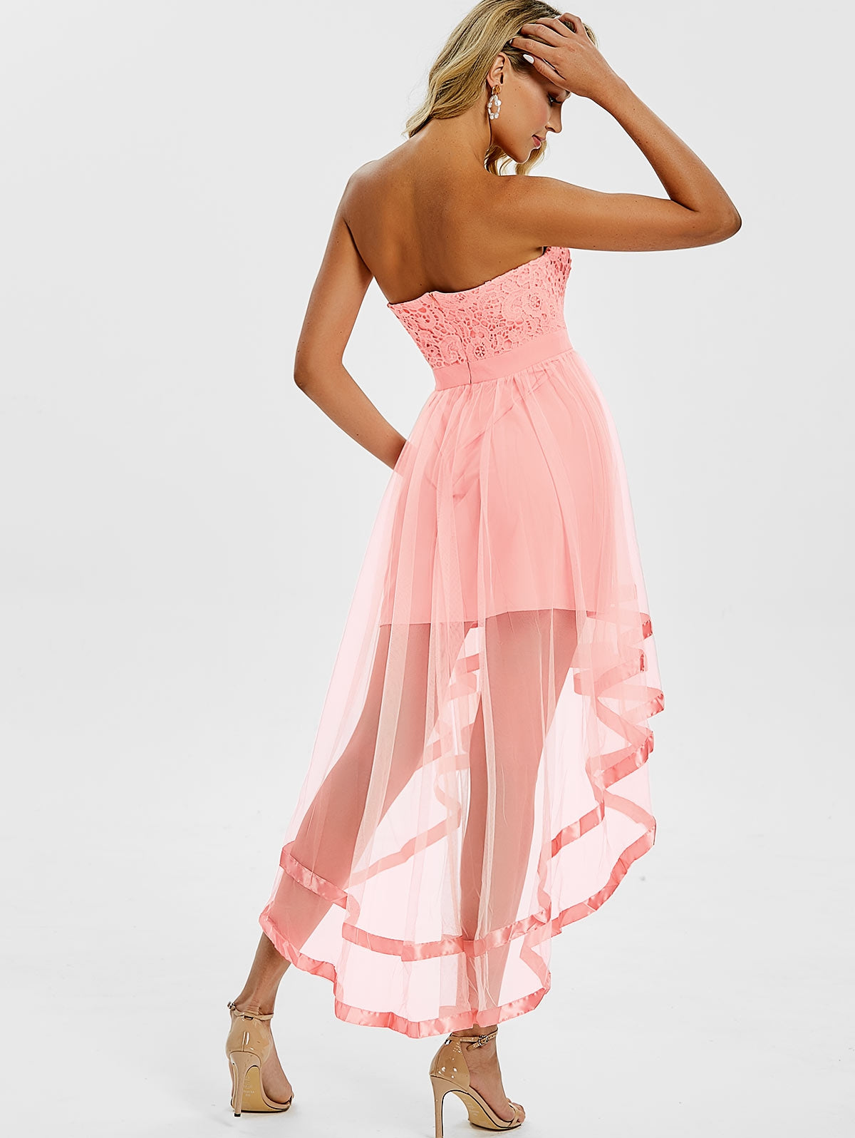 Strapless High Low Party Dress
