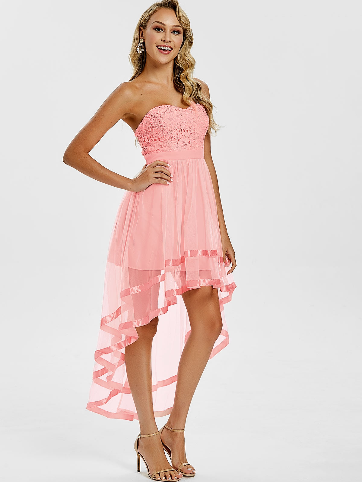 Strapless High Low Party Dress