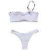 One Shoulder Padded Backless Colorful Stripe Low Waist Women Bikini Set