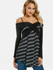 Cold Shoulder Striped Criss Cross Sweater