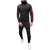 Snap Button Side Stripe Hoodie Jogger Pants Suit