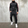 Snap Button Side Stripe Hoodie Jogger Pants Suit