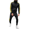 Snap Button Side Stripe Hoodie Jogger Pants Suit