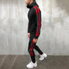 Snap Button Side Stripe Hoodie Jogger Pants Suit