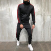 Snap Button Side Stripe Hoodie Jogger Pants Suit