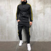 Snap Button Side Stripe Hoodie Jogger Pants Suit