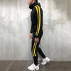 Snap Button Side Stripe Hoodie Jogger Pants Suit