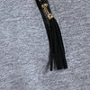 Tassel Zip Front V Neck T Shirt