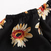 Off The Shoulder Short Sleeve Floral Print Crop Top Slit Zipper Shorts Women Two-piece Set