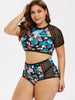 Plus Size Crop Bikini Top and Bottoms Set