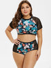 Plus Size Crop Bikini Top and Bottoms Set