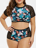 Plus Size Crop Bikini Top and Bottoms Set