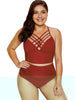 Plus Size Criss Cross Underwire Tankini Set