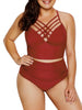 Plus Size Criss Cross Underwire Tankini Set