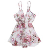 Spaghetti Strap Backless Floral Print Chiffon Women Romper