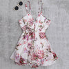 Spaghetti Strap Backless Floral Print Chiffon Women Romper