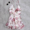 Spaghetti Strap Backless Floral Print Chiffon Women Romper