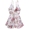Spaghetti Strap Backless Floral Print Chiffon Women Romper