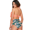 Ruffle Leaf Pattern Halter Bikini Set