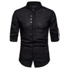 Stand Collar Hidden Button Long Sleeve Shirt